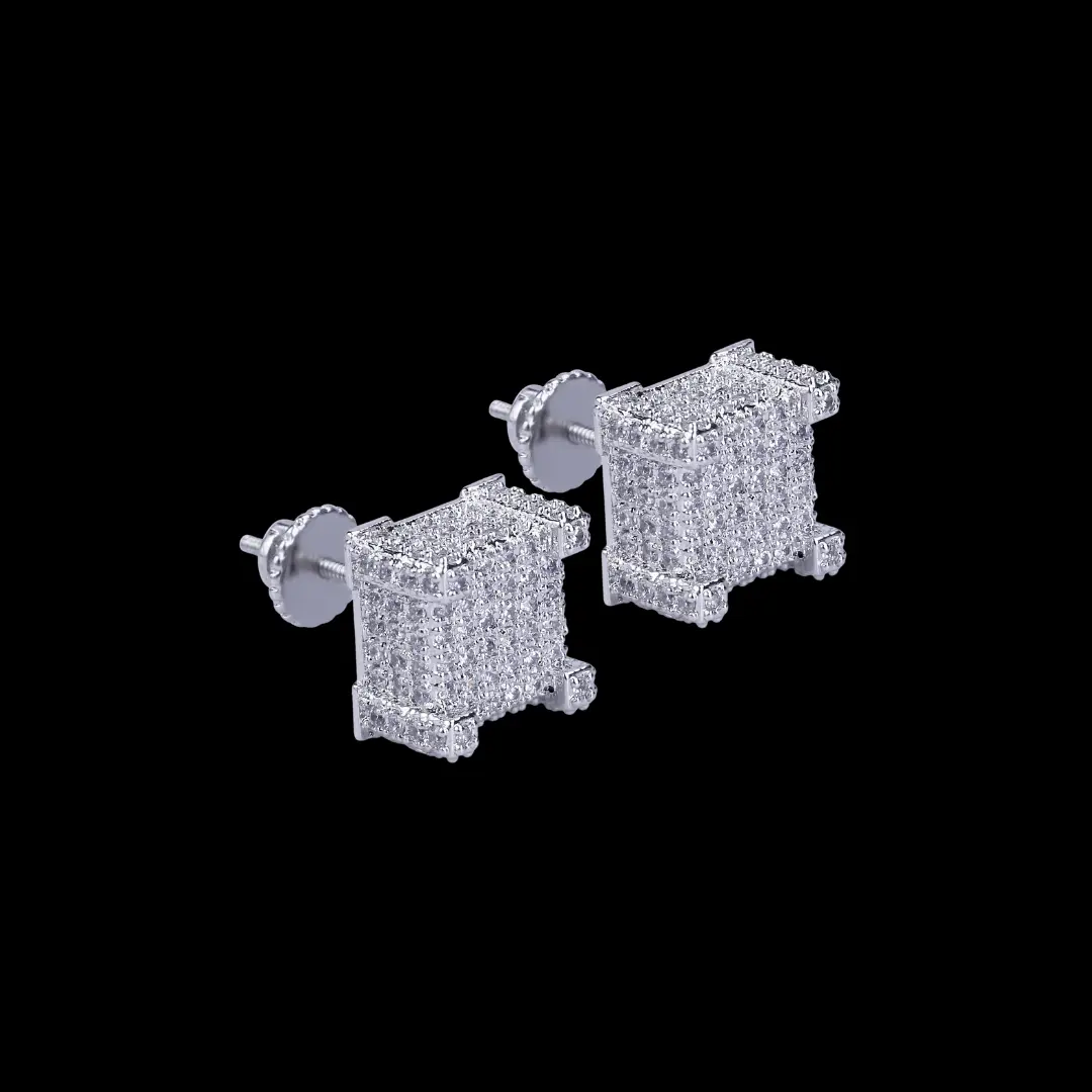 10MM Cursive Tennis Screw Iced Out Stud Earrings - Image 2