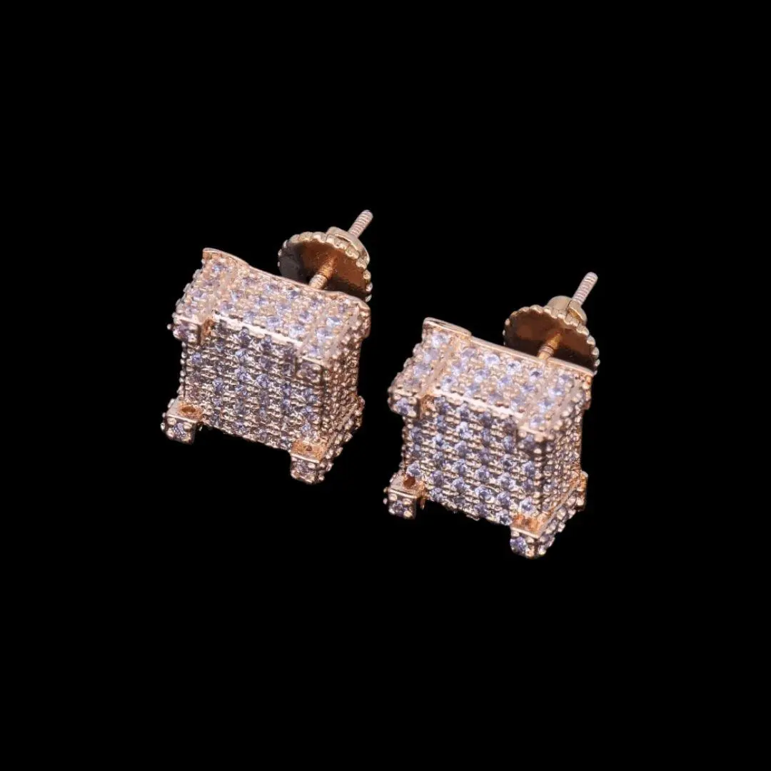 10MM Cursive Tennis Screw Iced Out Stud Earrings - Image 3