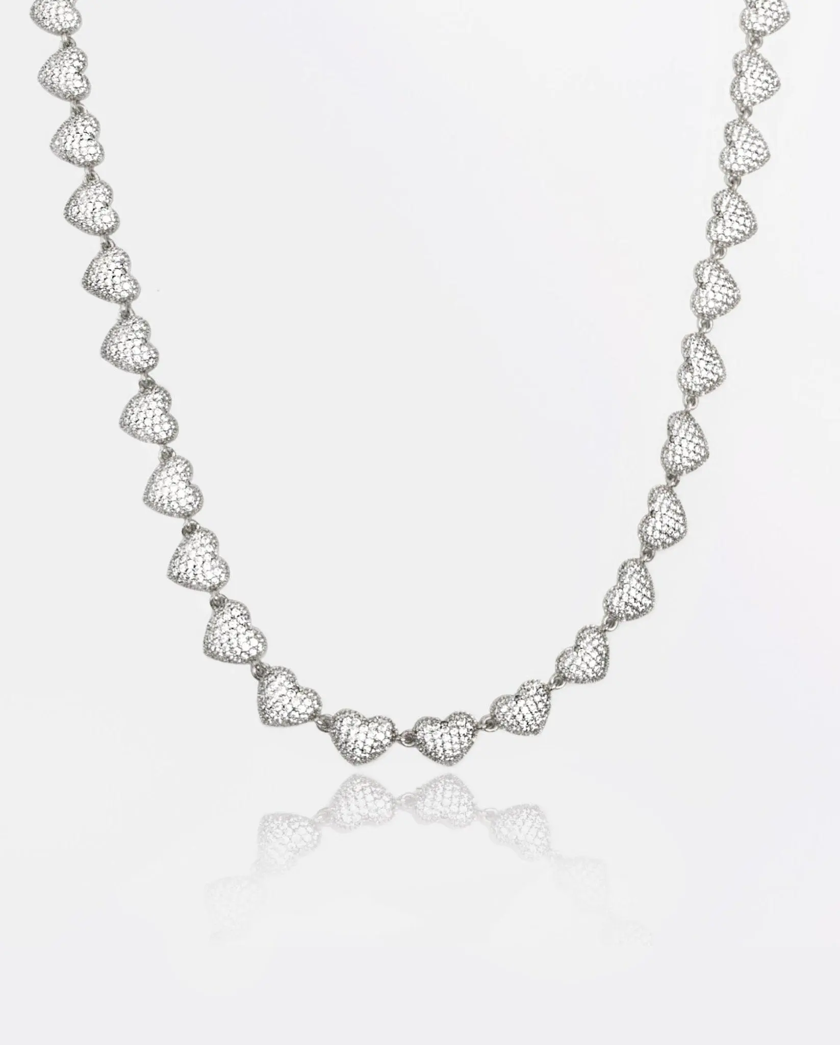 10mm Iced Heart Necklace - White Gold - Image 3