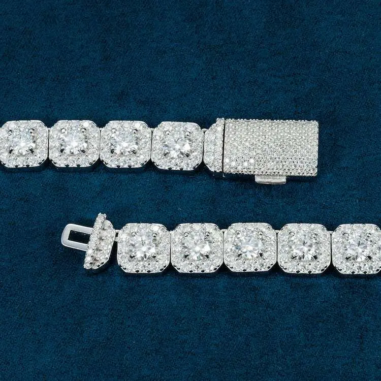 10MM Moissanite Cluster Tennis chain - Gold Vermeil - Image 4