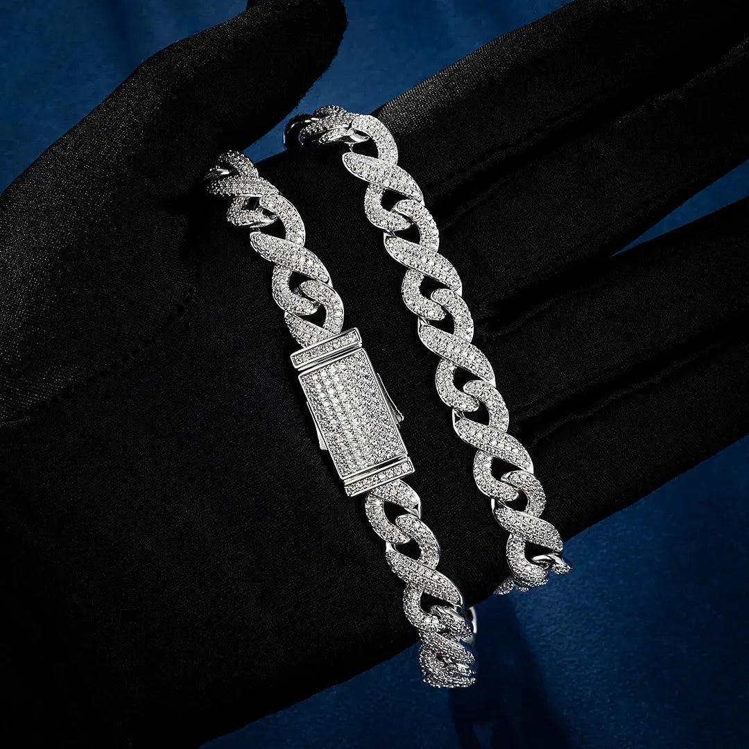 10mm Moissanite Infinity Link Chain - Gold Vermeil - Image 7