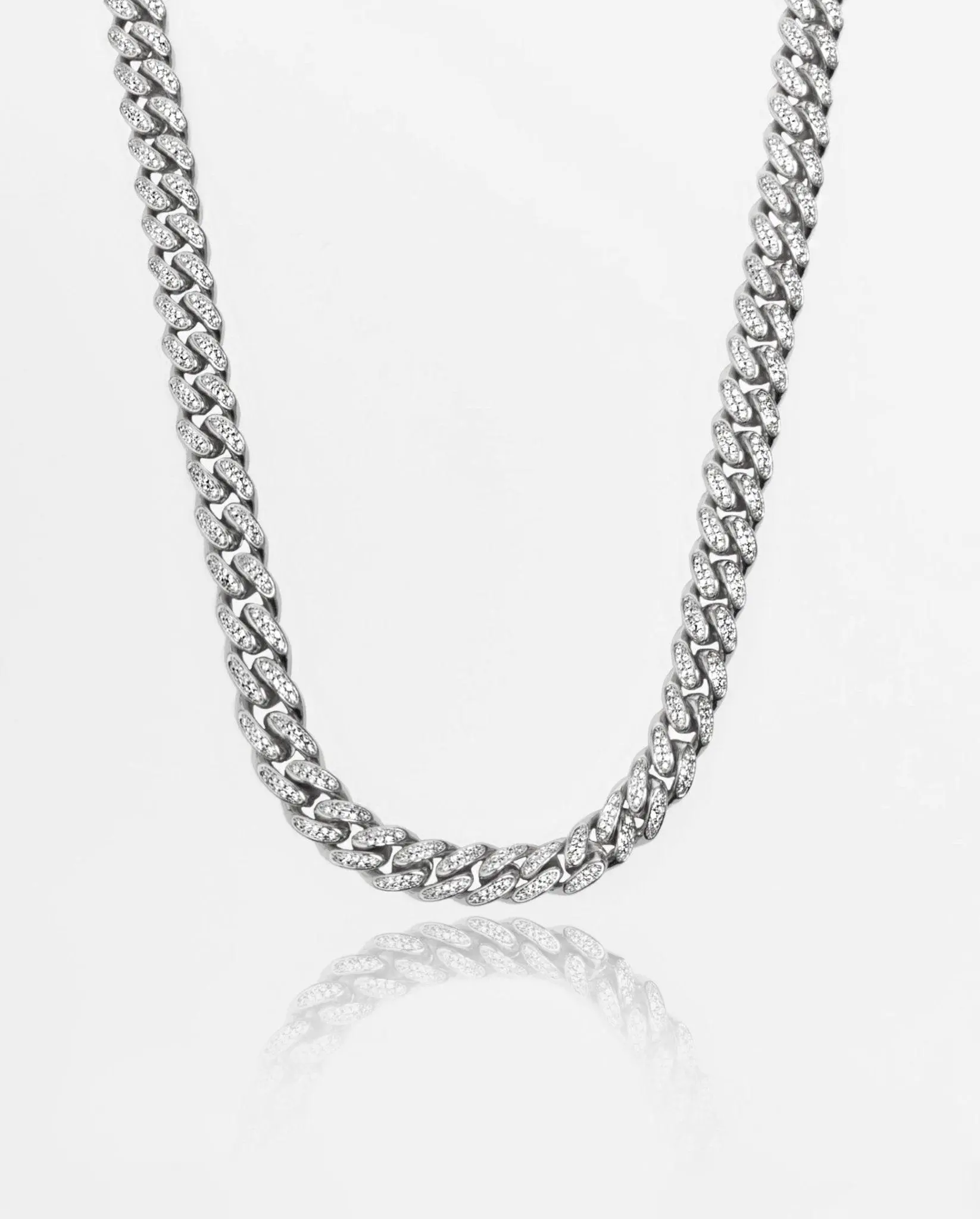 12mm Iced Cuban Link Chain - White Gold - Image 2