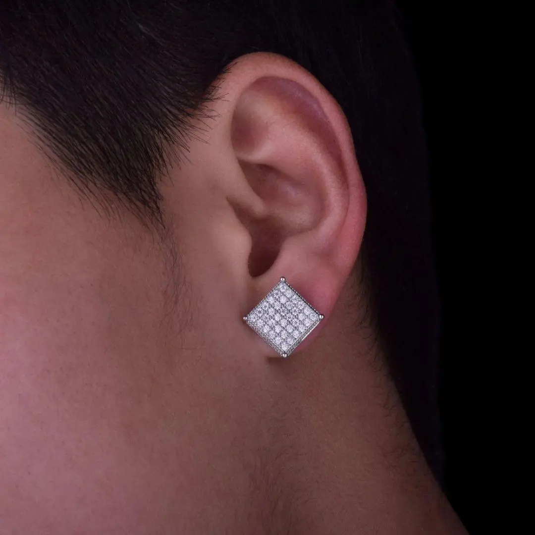 12MM Micro Paved Iced Out Stud Earrings - Image 7