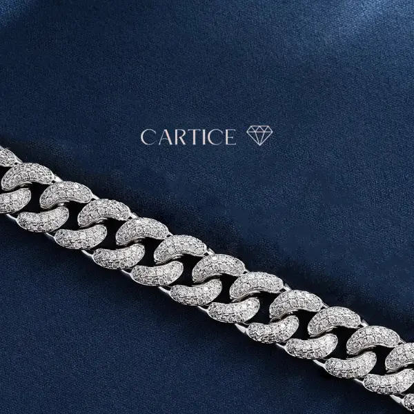 12mm Row Moissanite Cuban Link - Gold Vermeil