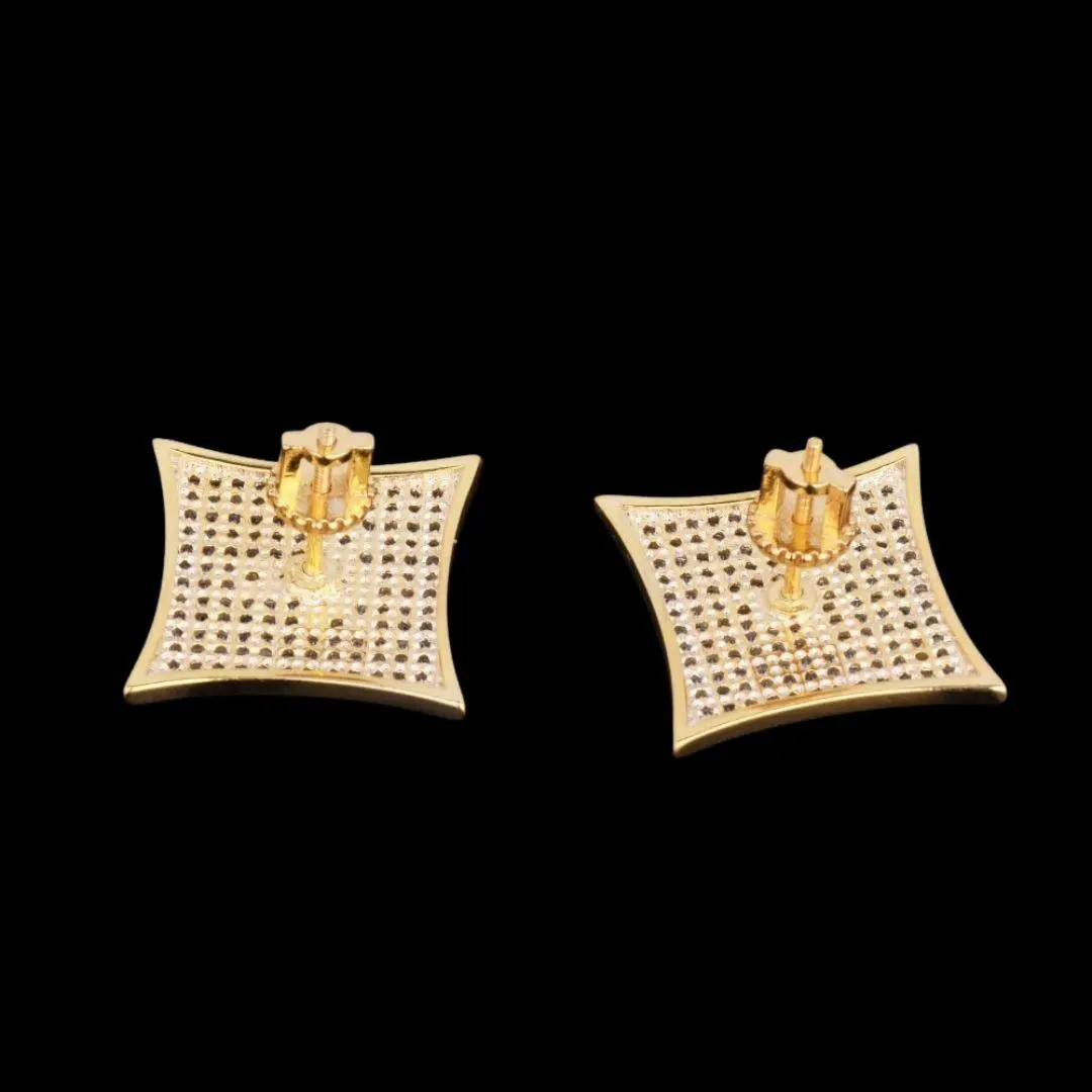 12MM Sharp Cursive Iced Out Stud Earrings - Image 4