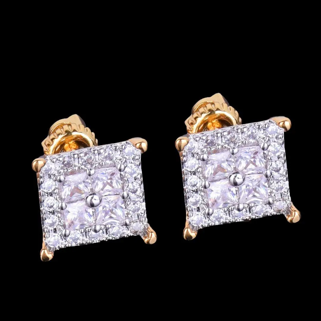 12MM Square Back Iced Out Stud Earrings - Image 3