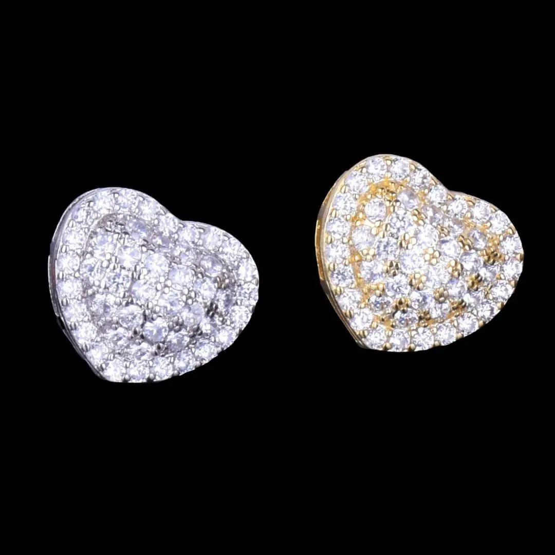 14MM Tennis Heart Iced Out Stud Earrings - Image 2