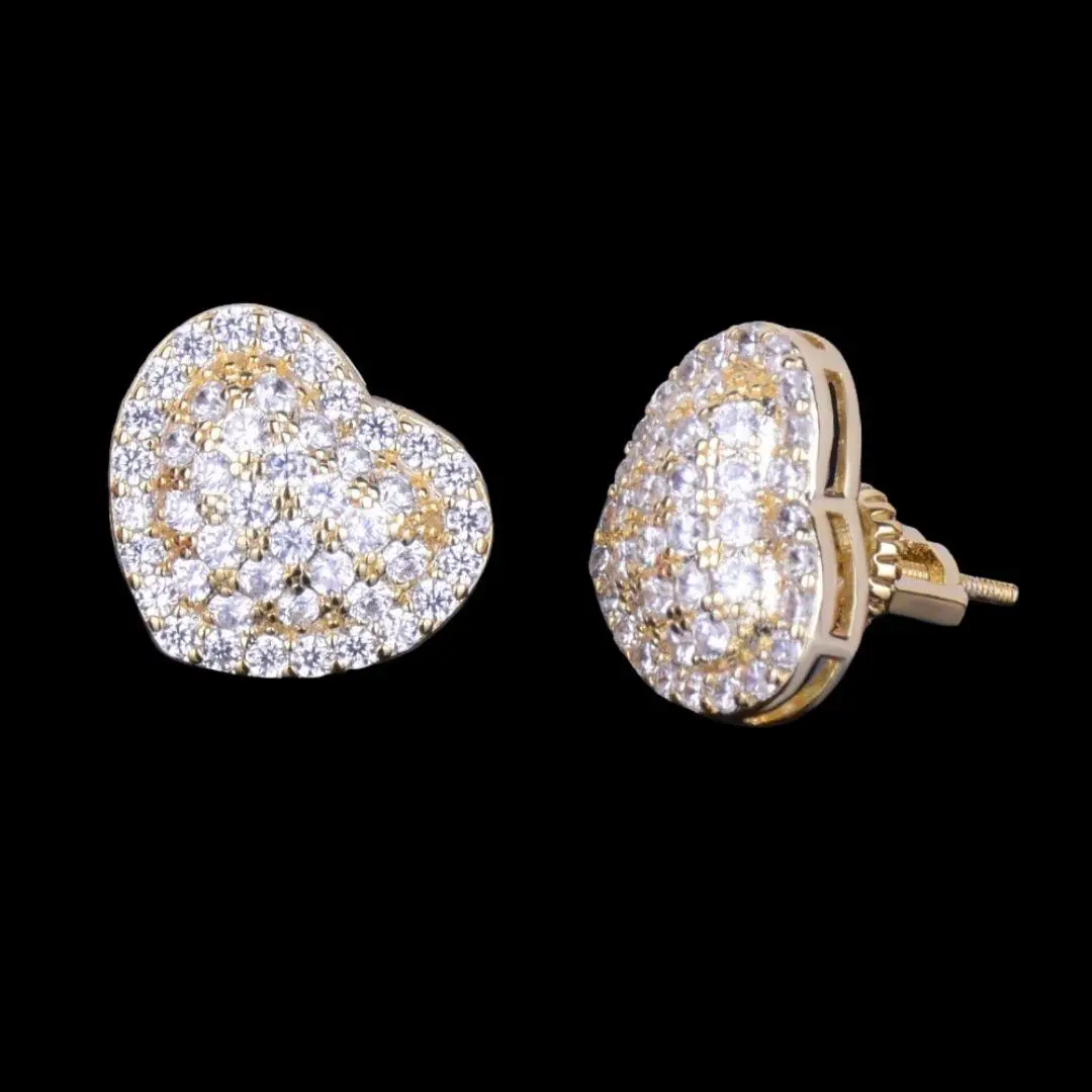 14MM Tennis Heart Iced Out Stud Earrings - Image 3