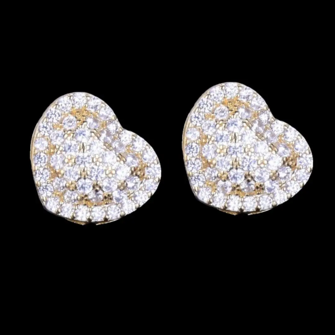 14MM Tennis Heart Iced Out Stud Earrings - Image 4