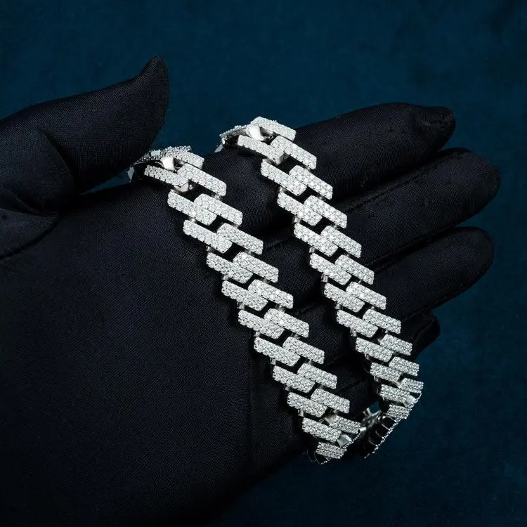 15MM Moissanite Prong Cuban Link Chain - Image 3