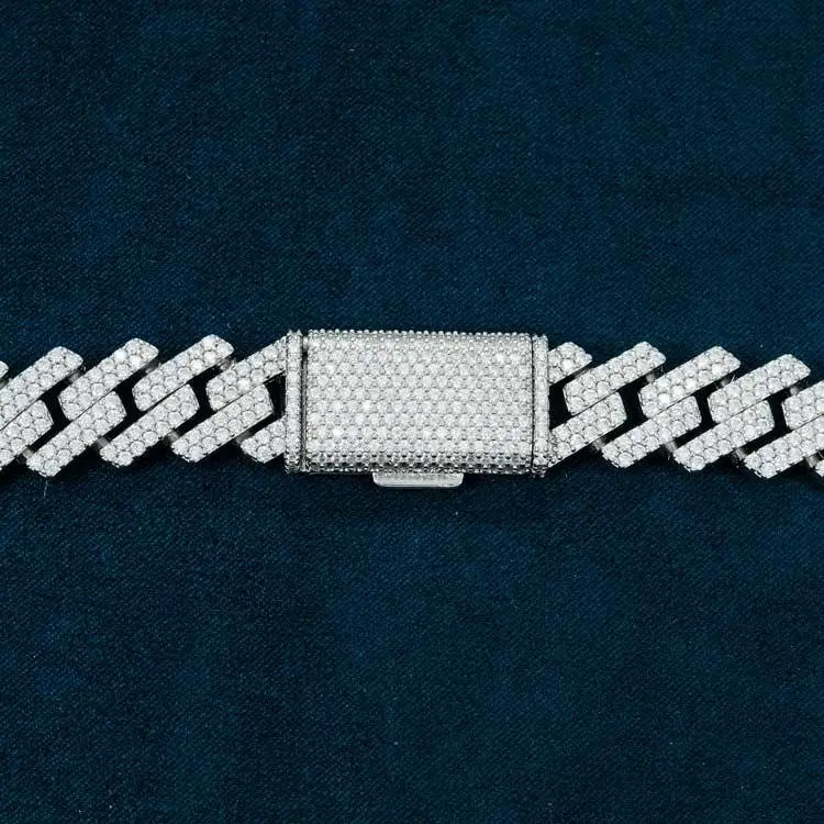 15MM Moissanite Prong Cuban Link Chain - Image 5
