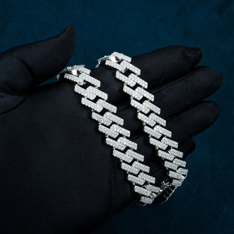 15MM Moissanite Prong Cuban Link Chain - Image 2