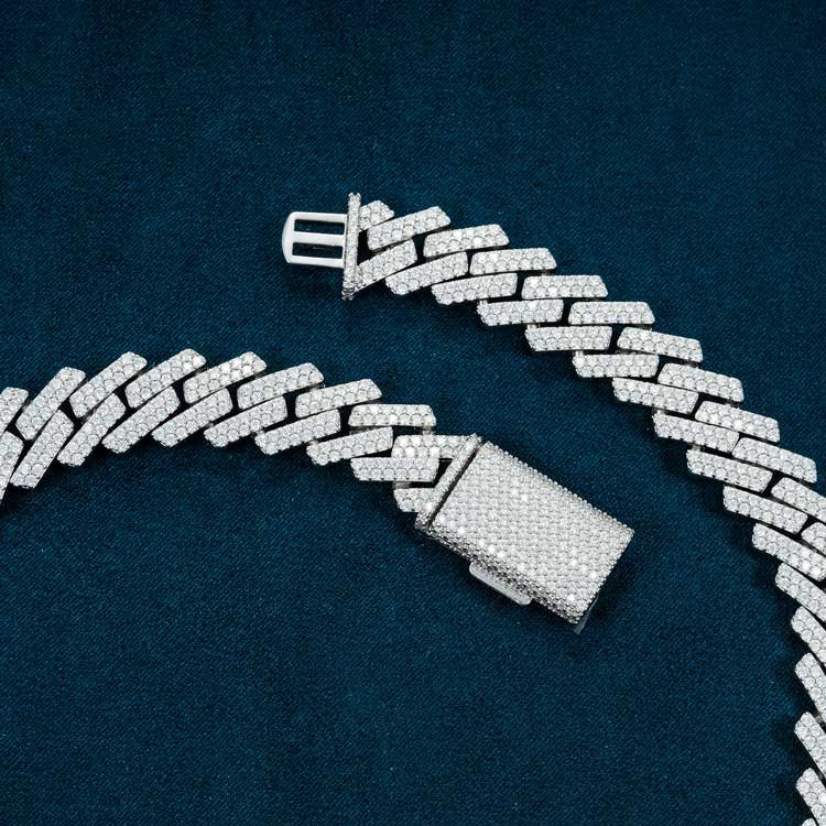 15MM Moissanite Prong Cuban Link Chain - Image 3
