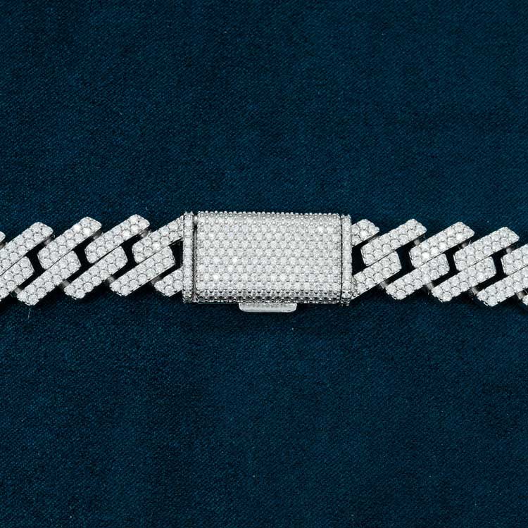 15MM Moissanite Prong Cuban Link Chain - Image 4