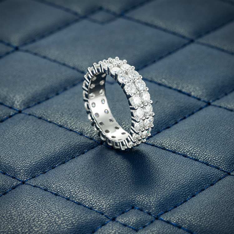 2-Row Moissanite Band Ring - Vermeil Gold - Image 2