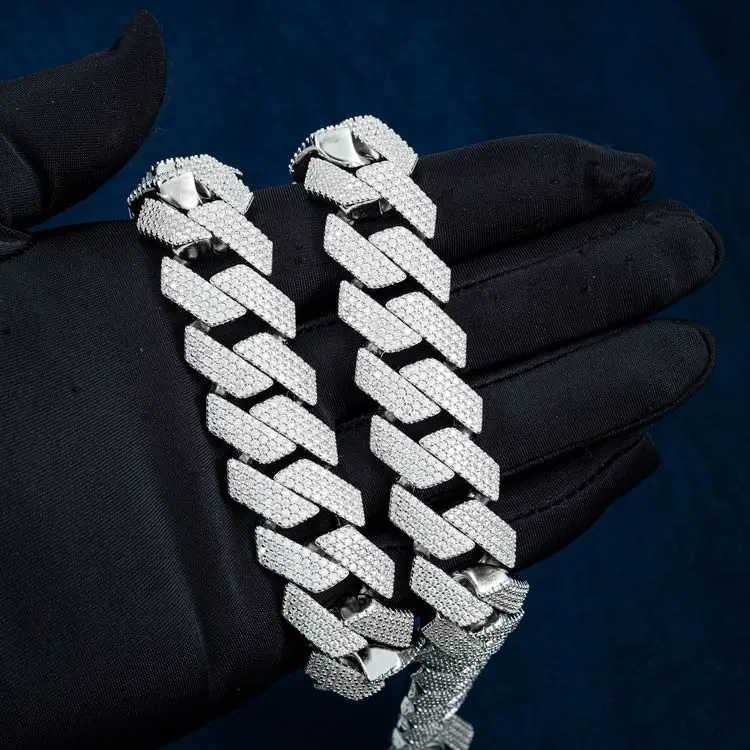 20MM Moissanite Prong Cuban Link Chain - Gold Vermeil - Image 2