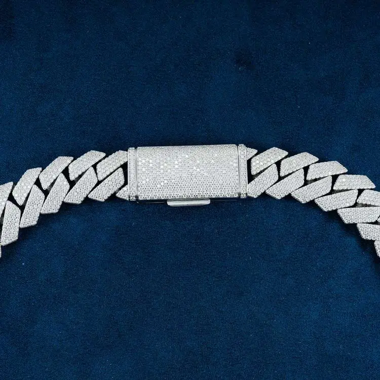 20MM Moissanite Prong Cuban Link Chain - Gold Vermeil - Image 3