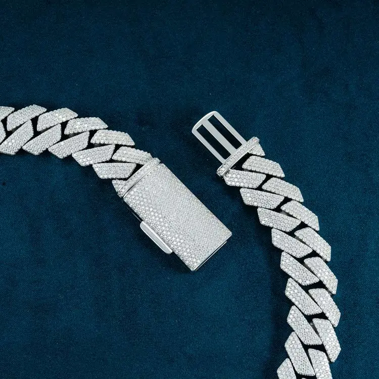 20MM Moissanite Prong Cuban Link Chain - Gold Vermeil - Image 4