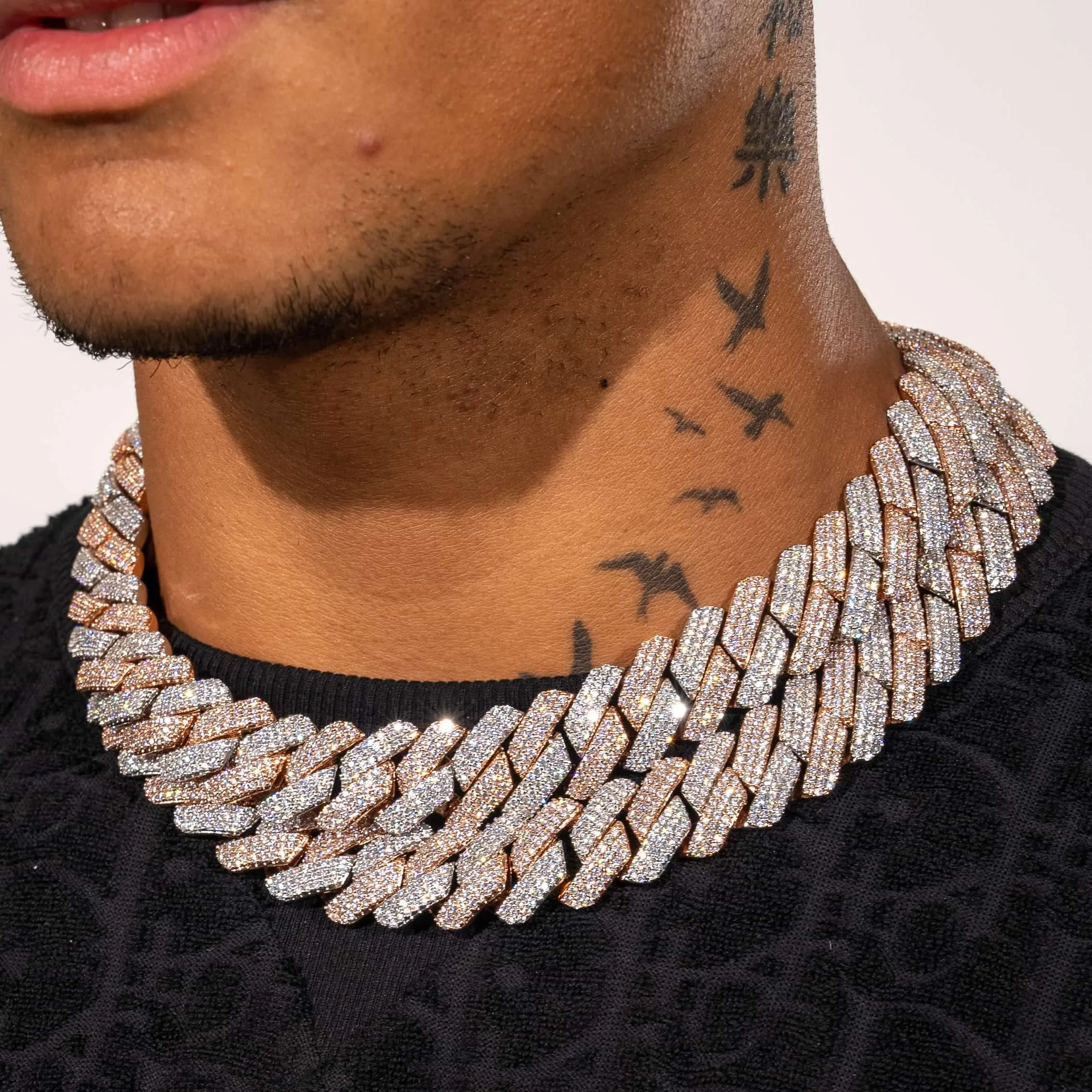 20mm Prong Cuban Chain - Two Tone - Image 2