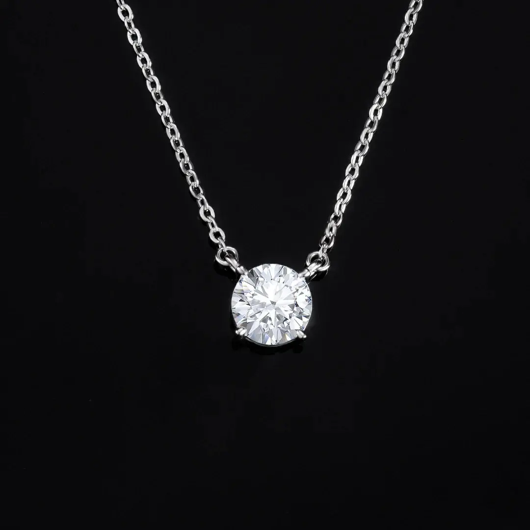 2ct Moissanite Solitaire Adjustable Necklace - White Vermeil - Image 2