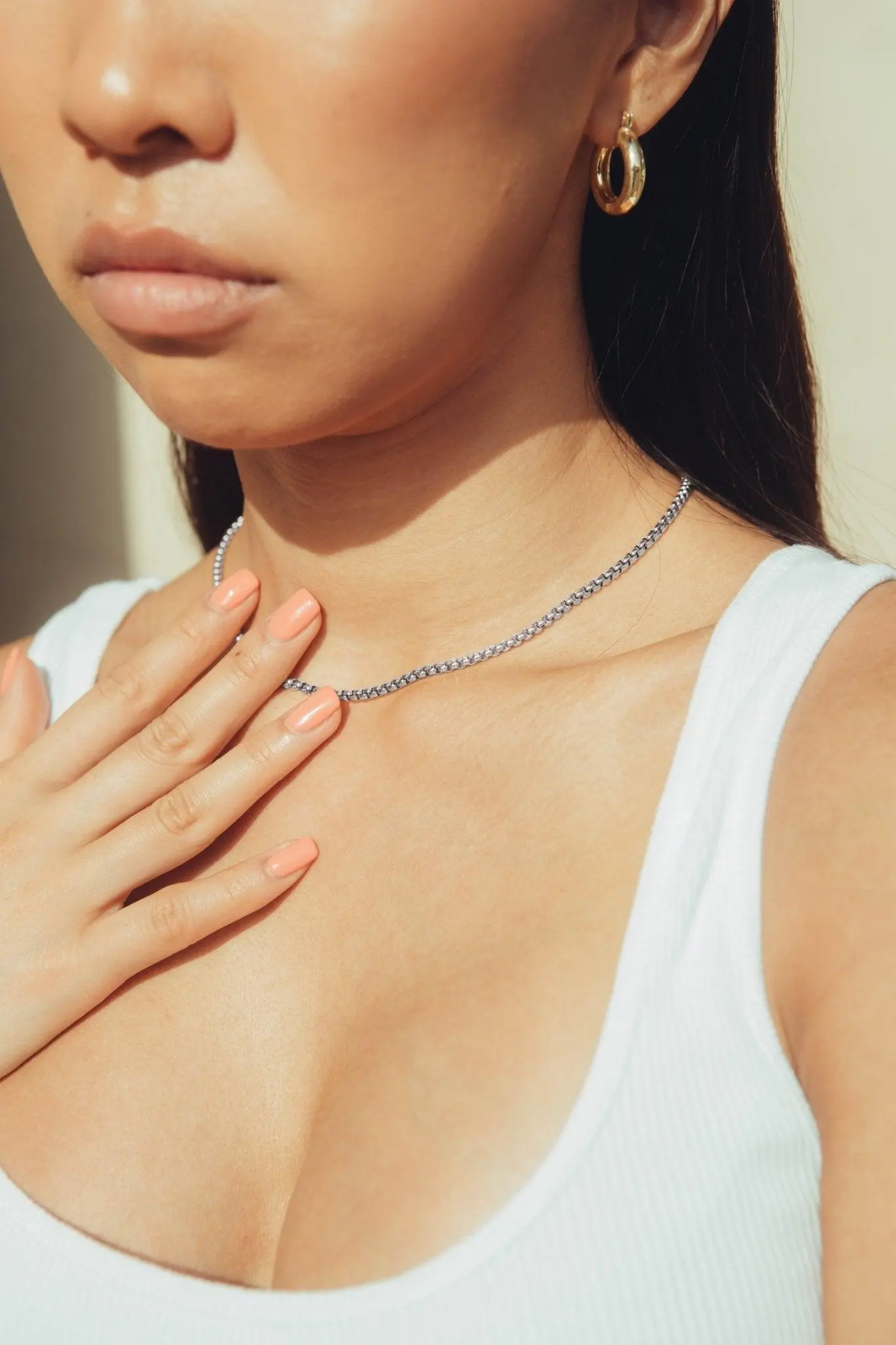 3mm mini rolo Chain - White Gold - Image 2