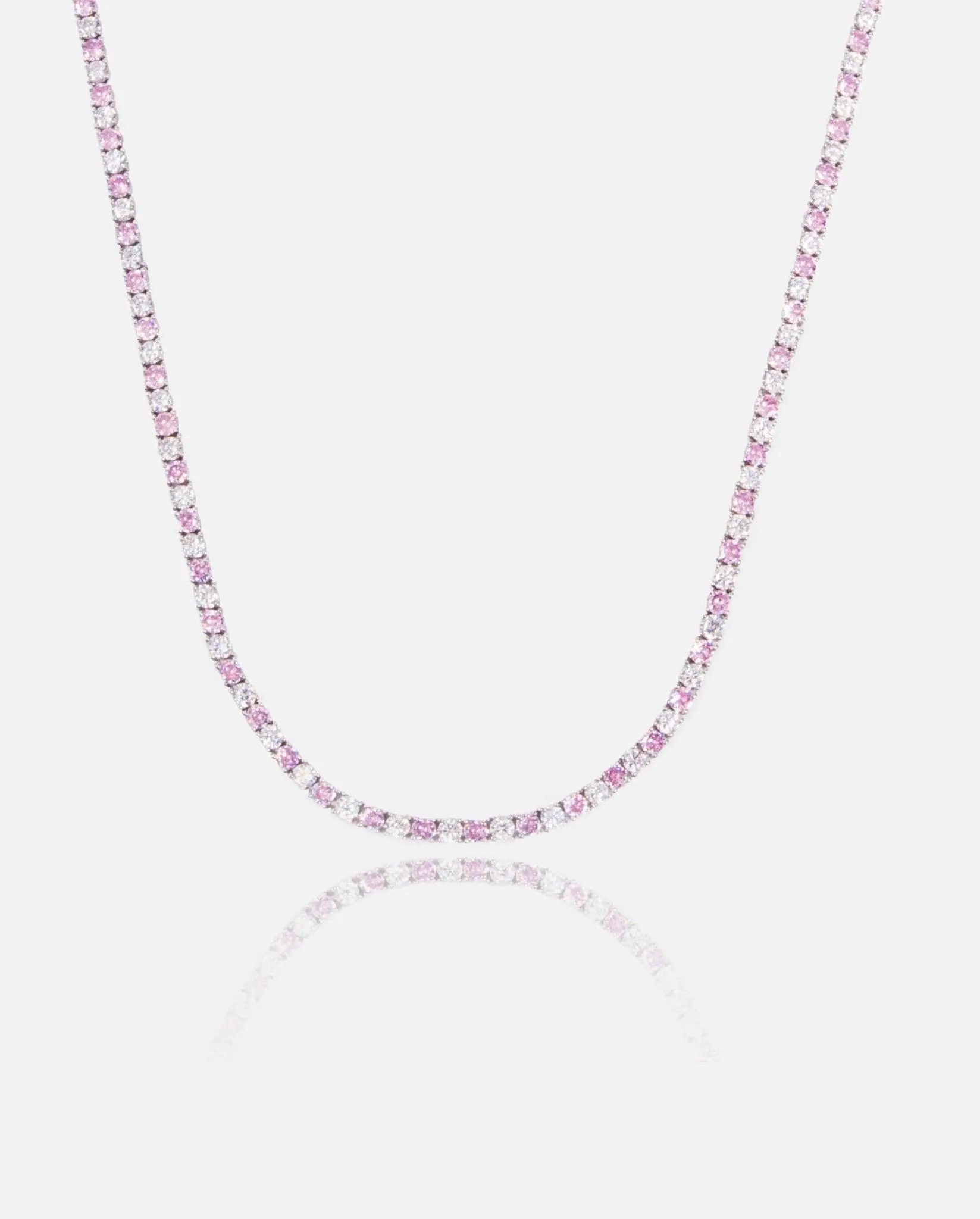 3mm Tennis Necklace - Pink & White - Image 3