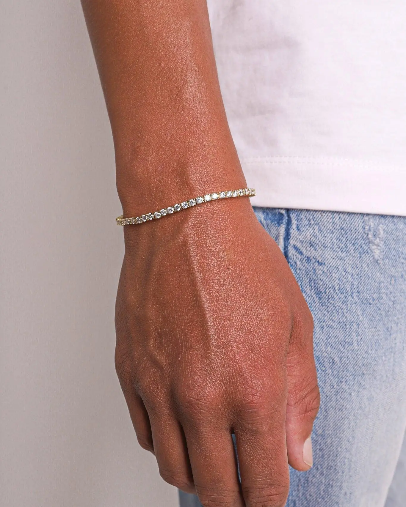 3MM Tennis Bracelet - Gold - Image 2