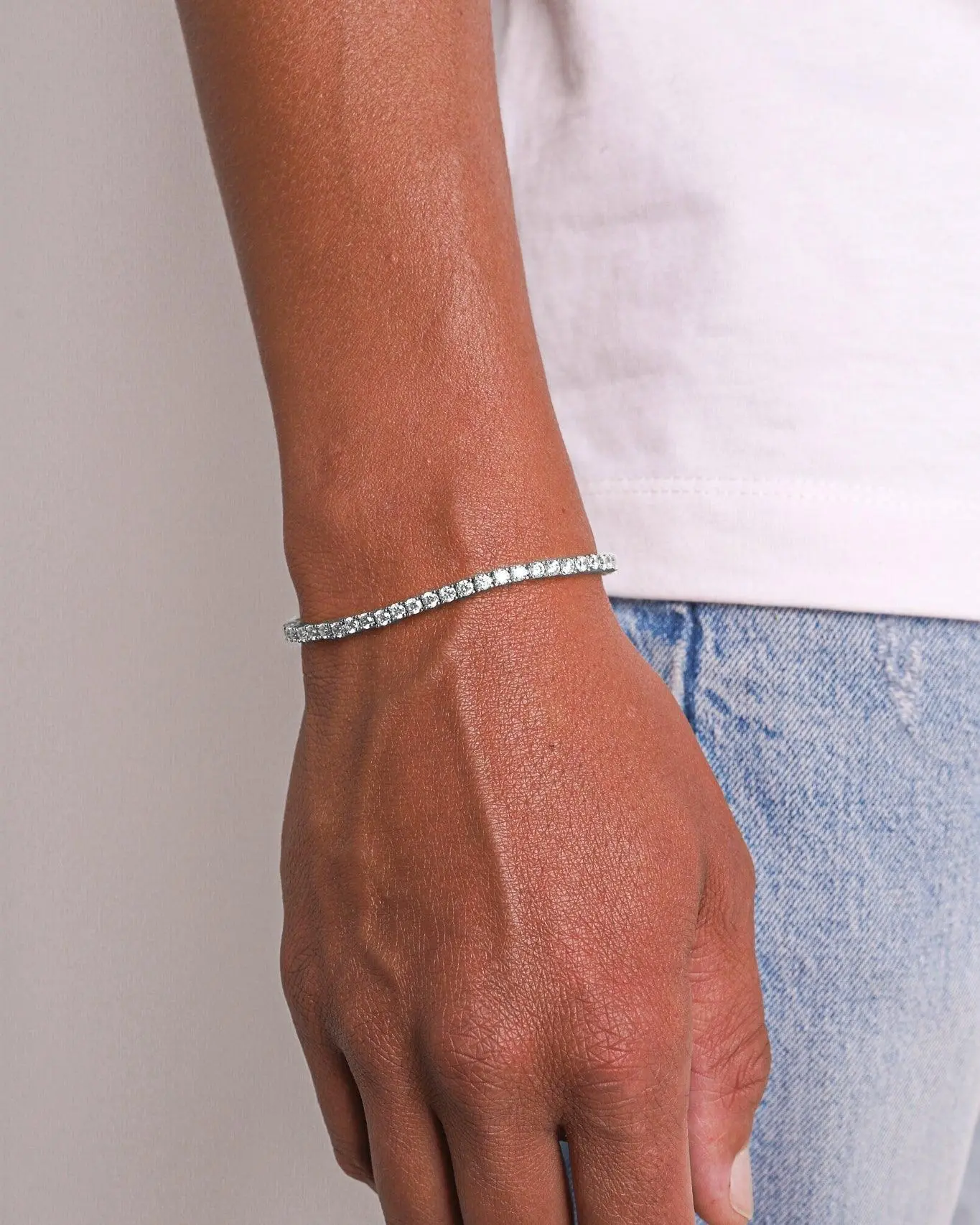 3MM tennis bracelet - White Gold - Image 2
