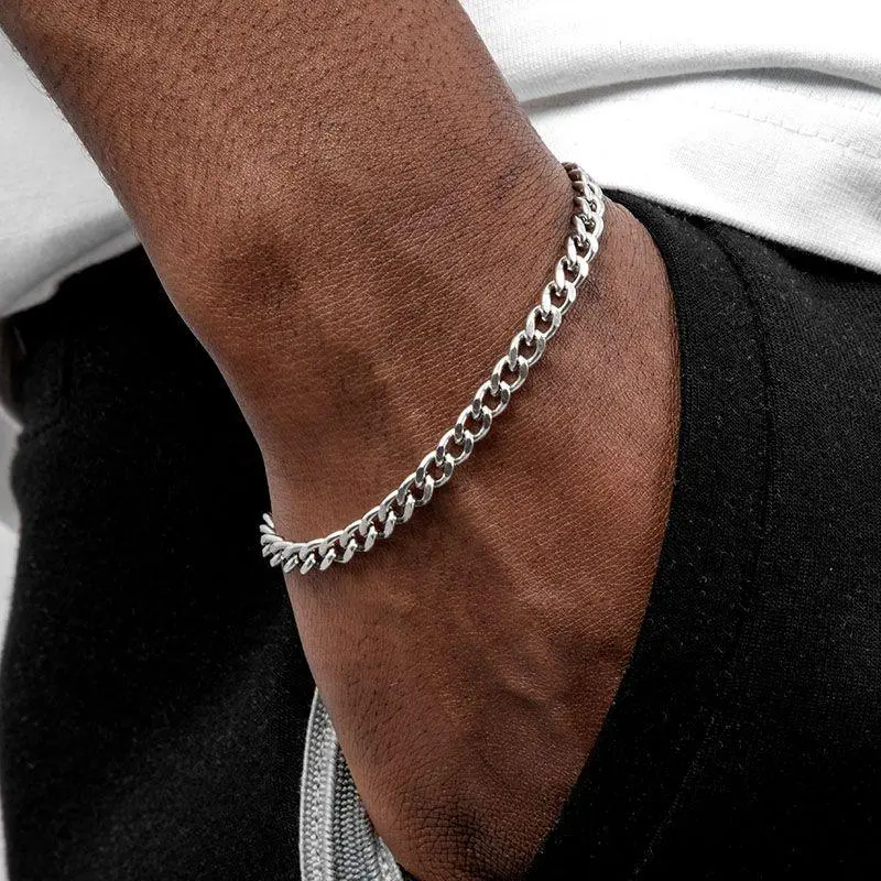 5MM CUBAN LINK BRACELET  - White Gold - Image 2