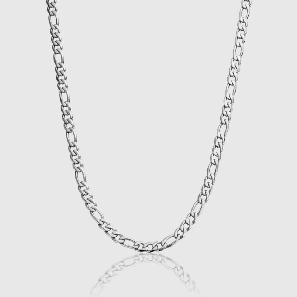 5mm Figaro Chain - White Gold - Image 3