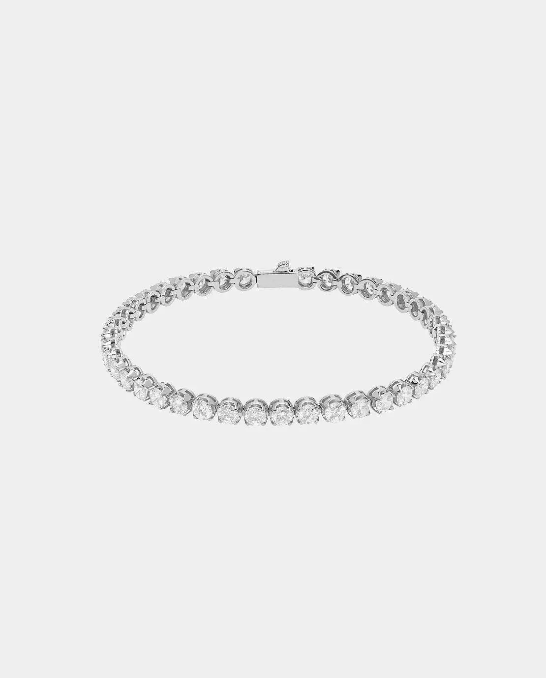 5mm Round Tennis Bracelet - White Gold - Image 2