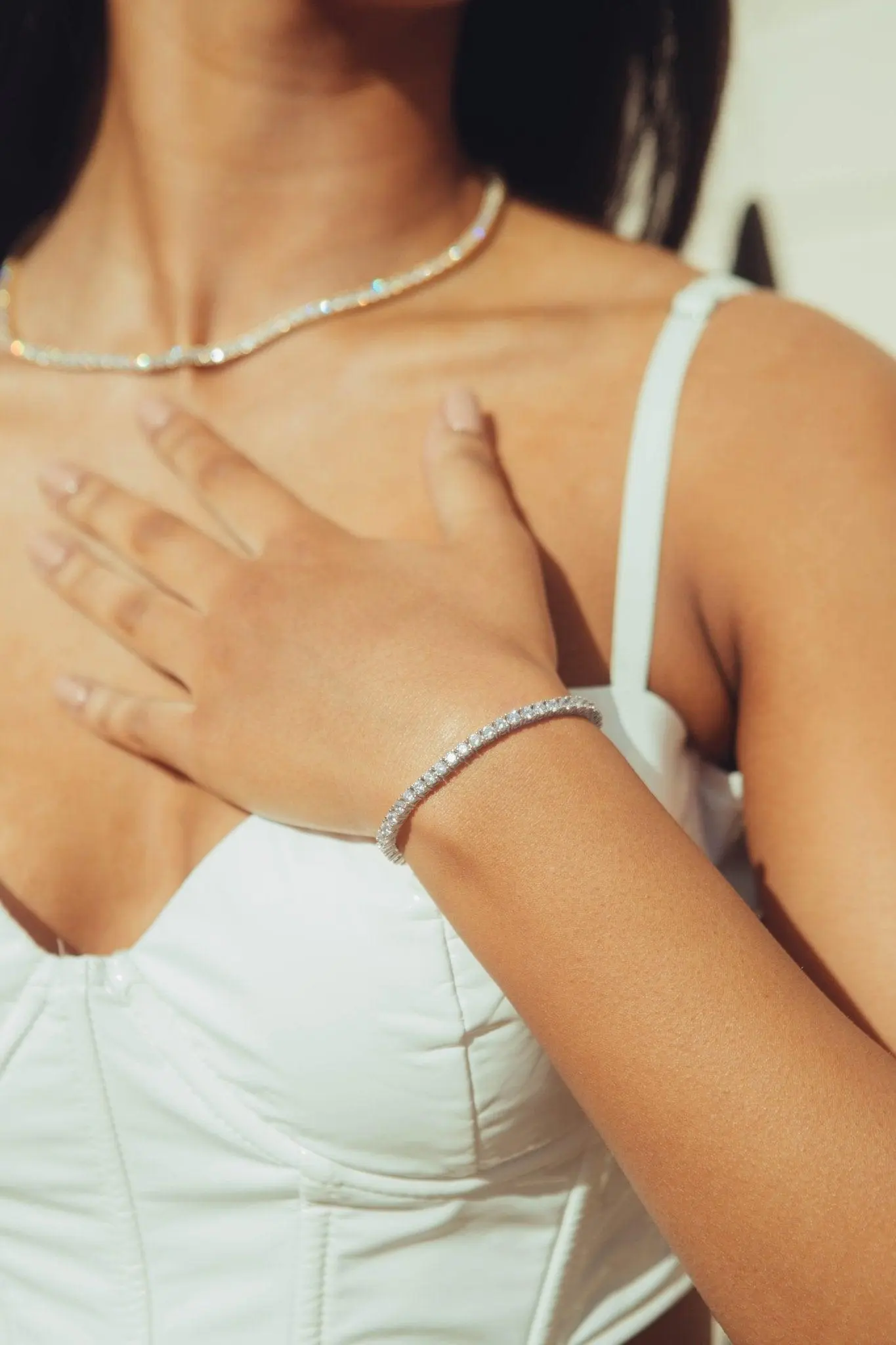 5mm Tennis Bracelet - White Gold - Image 2