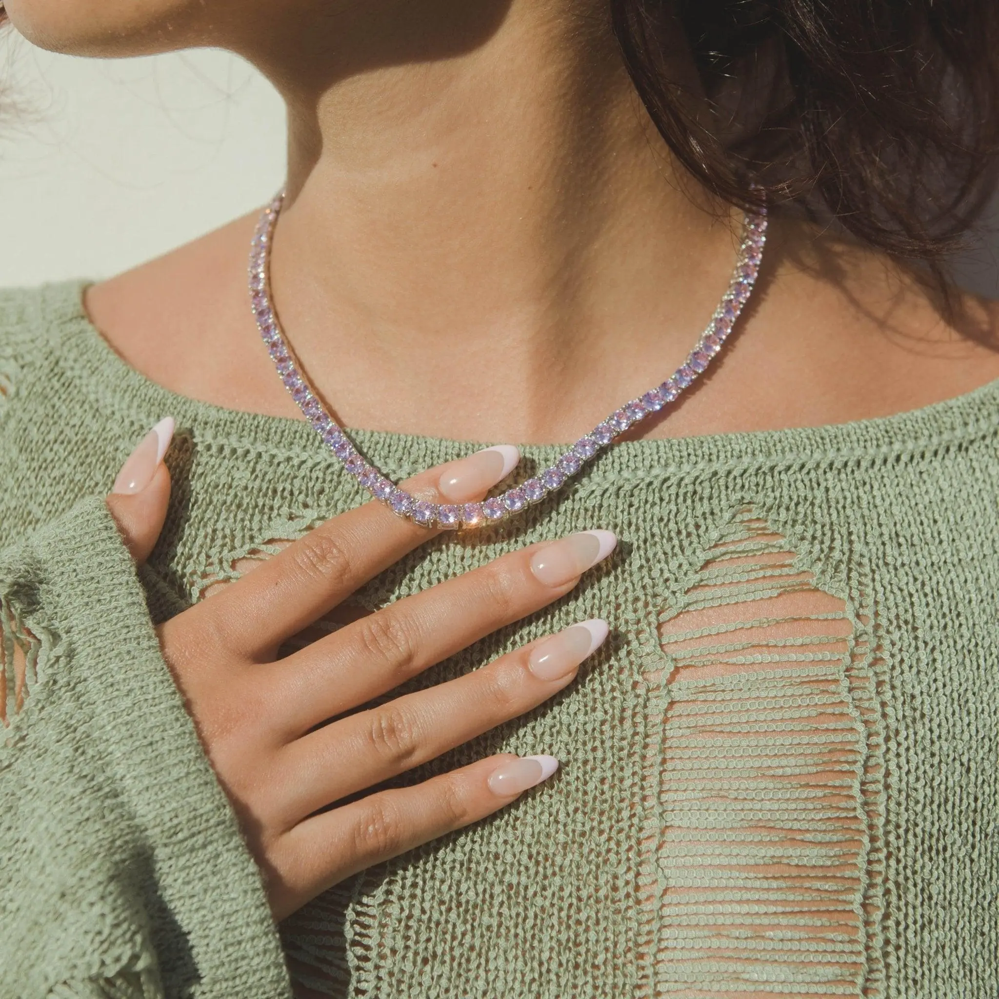 5mm Tennis Chain - Pastel Pink - Image 2