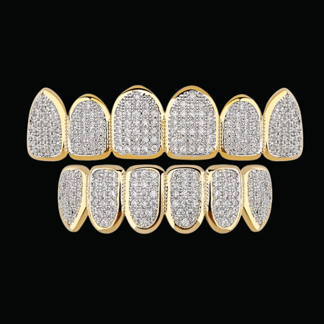 6 Top and Bottom Iced Out Grillz - Image 2
