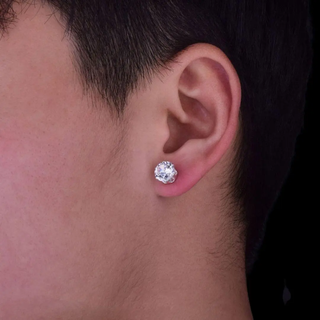 Round Iced Out Stud Earrings - Image 2
