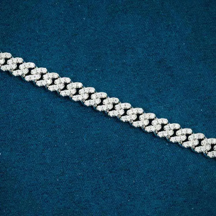 6MM Moissanite Miami Cuban Link Bracelet - White Gold - Image 5