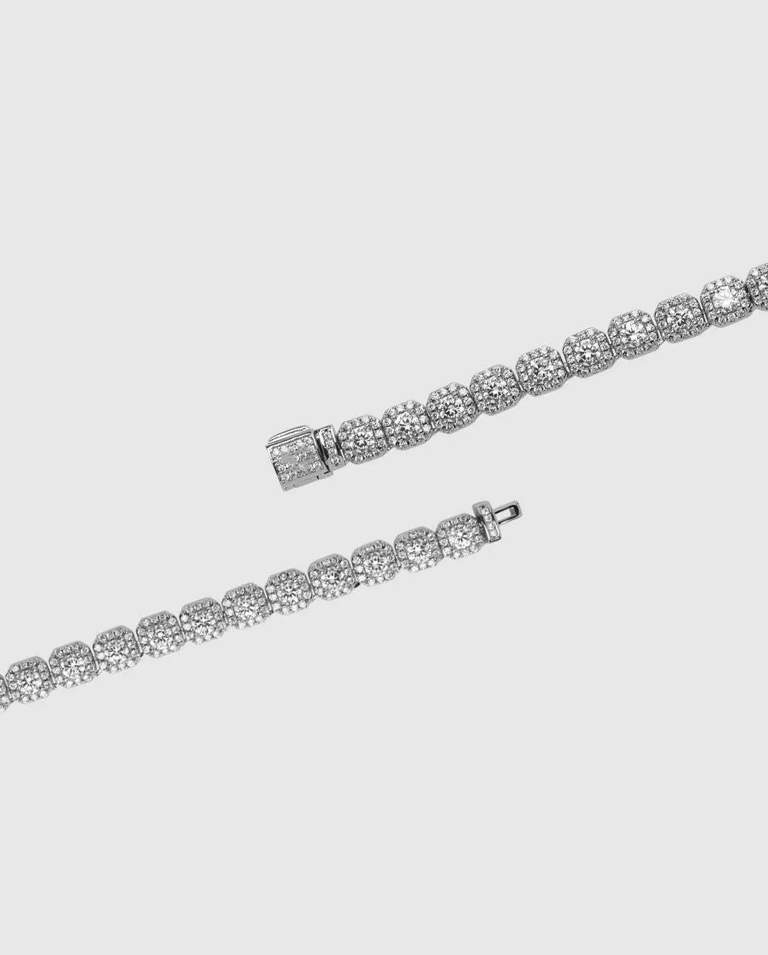 7mm Clustered Tennis Bracelet - White Gold - Image 3