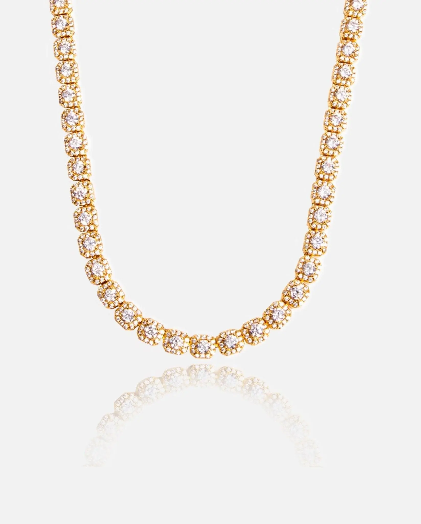 7mm Clustered Tennis Chain - Gold - Image 3