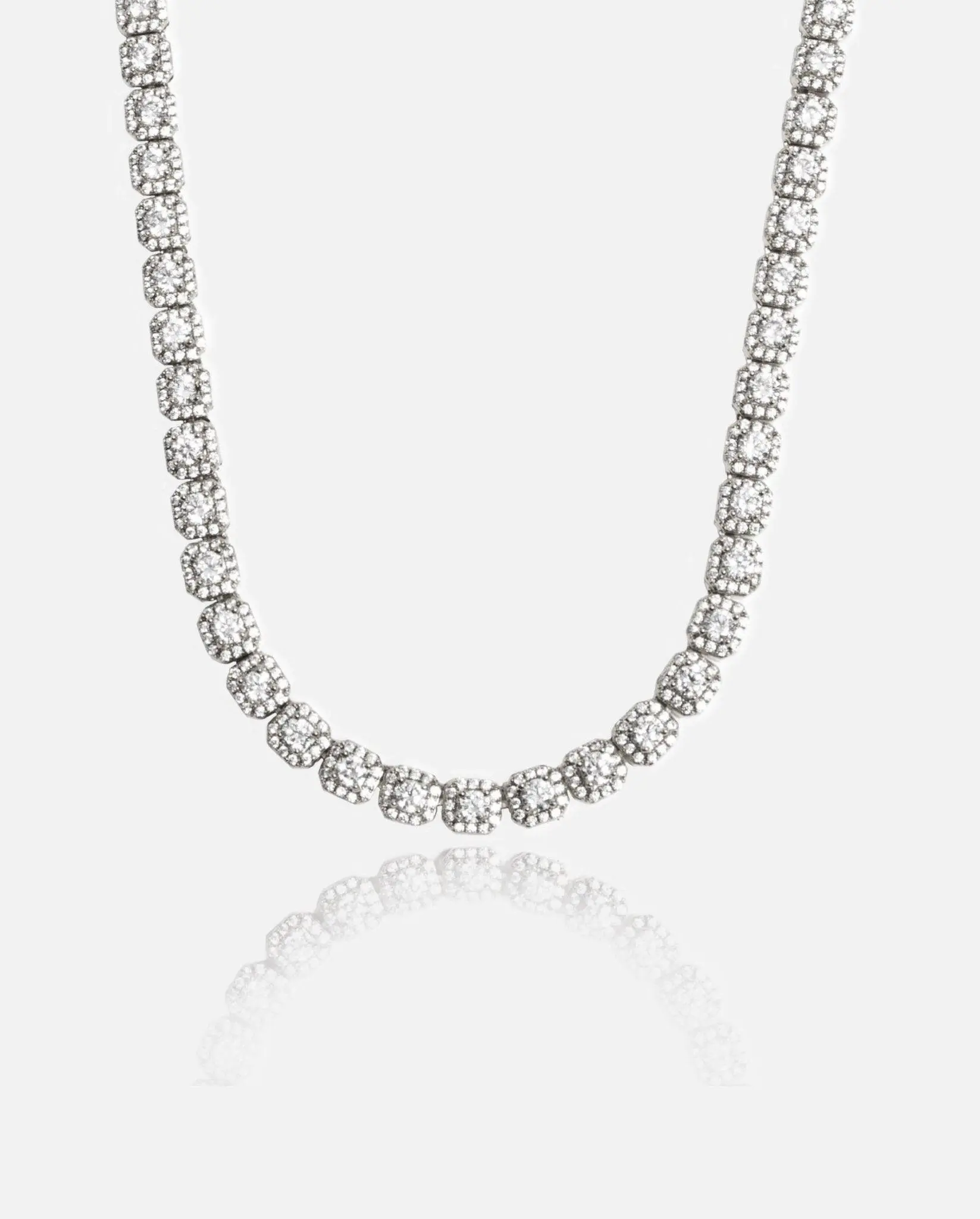 7mm Clustered Tennis Chain - White Gold - Image 3