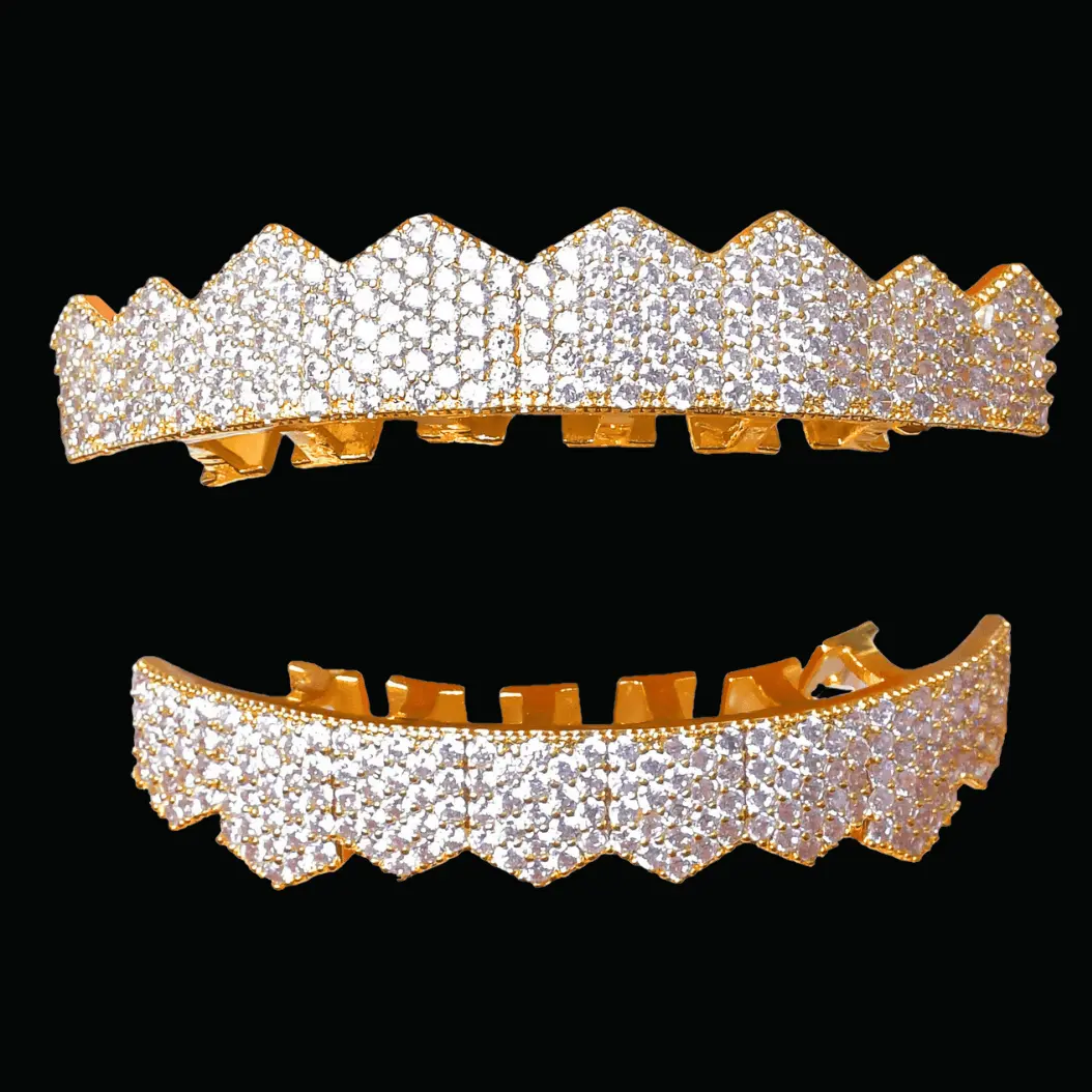 8 Teeth Fang Mouth Iced Out Grillz - Image 2