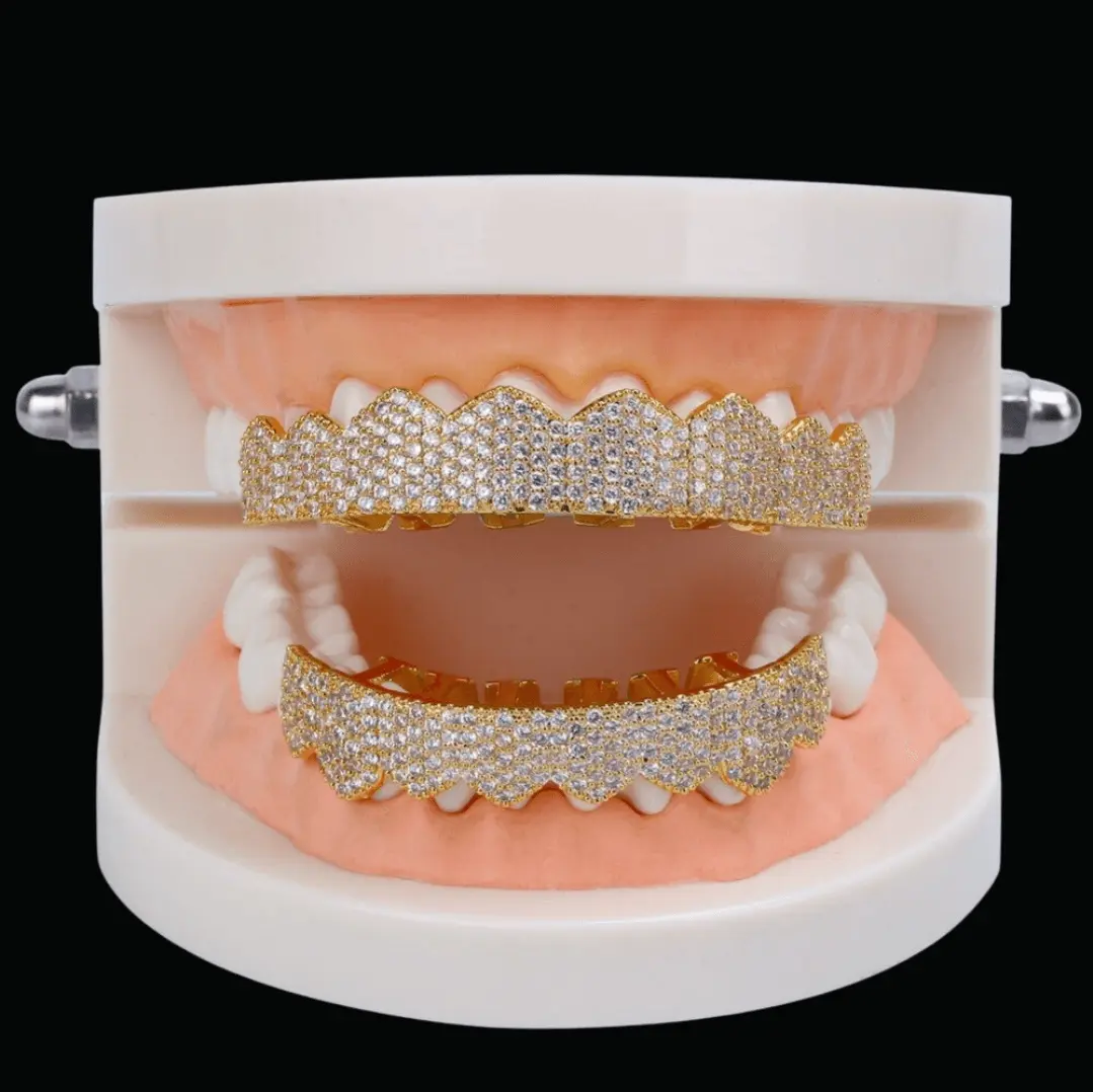 8 Teeth Fang Mouth Iced Out Grillz - Image 9