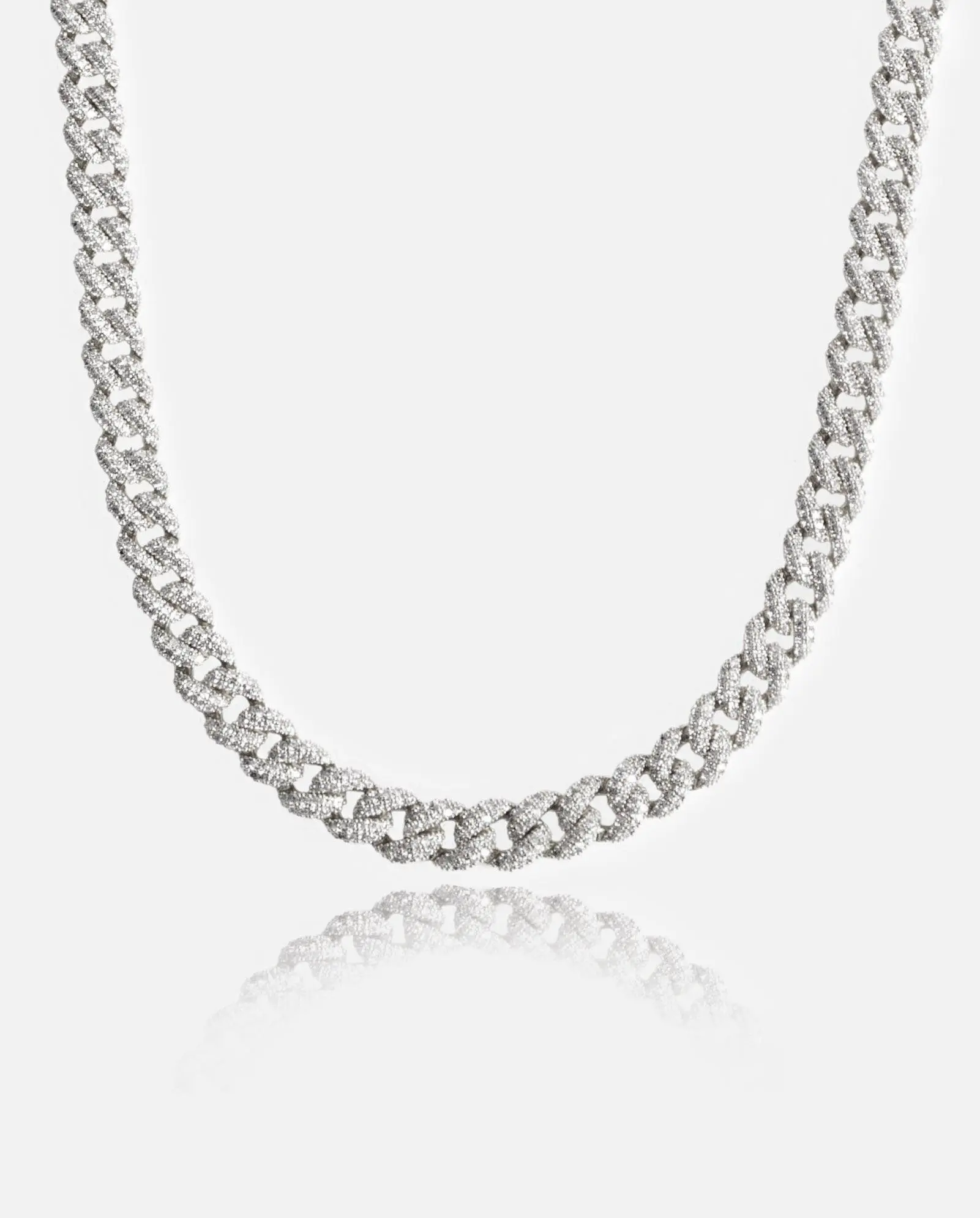 8mm Iced Cuban Link Chain - White Gold - Image 3