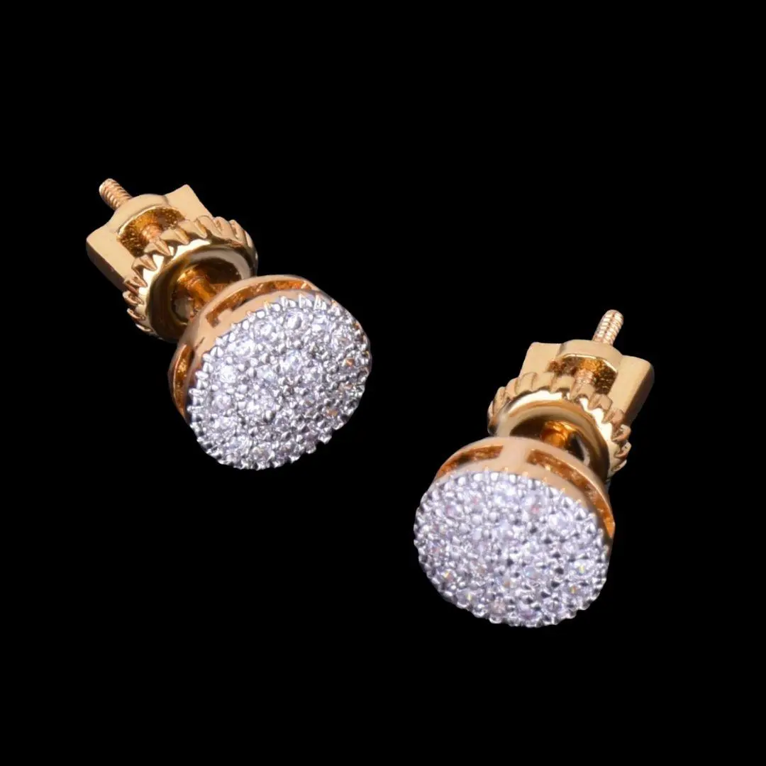 8MM Round Cut Iced Out Stud Earrings - Image 2