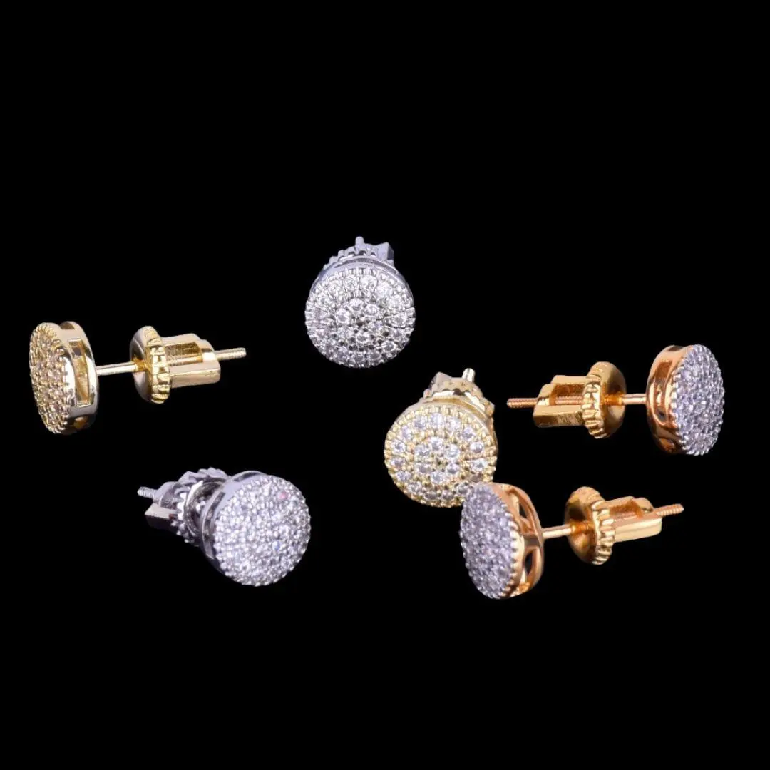 8MM Round Cut Iced Out Stud Earrings - Image 3