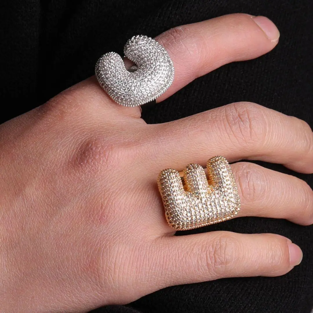A-Z Initial Custom Letter Iced Out Ring - Image 2