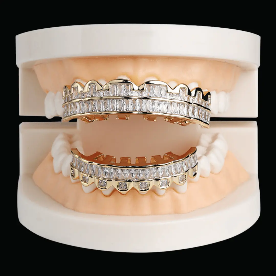 Baguette Iced Out Diamond Grillz - Image 5