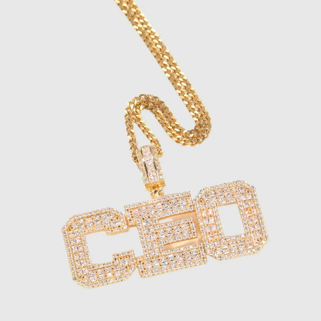 Baguette Custom Letter Pendant - Gold
