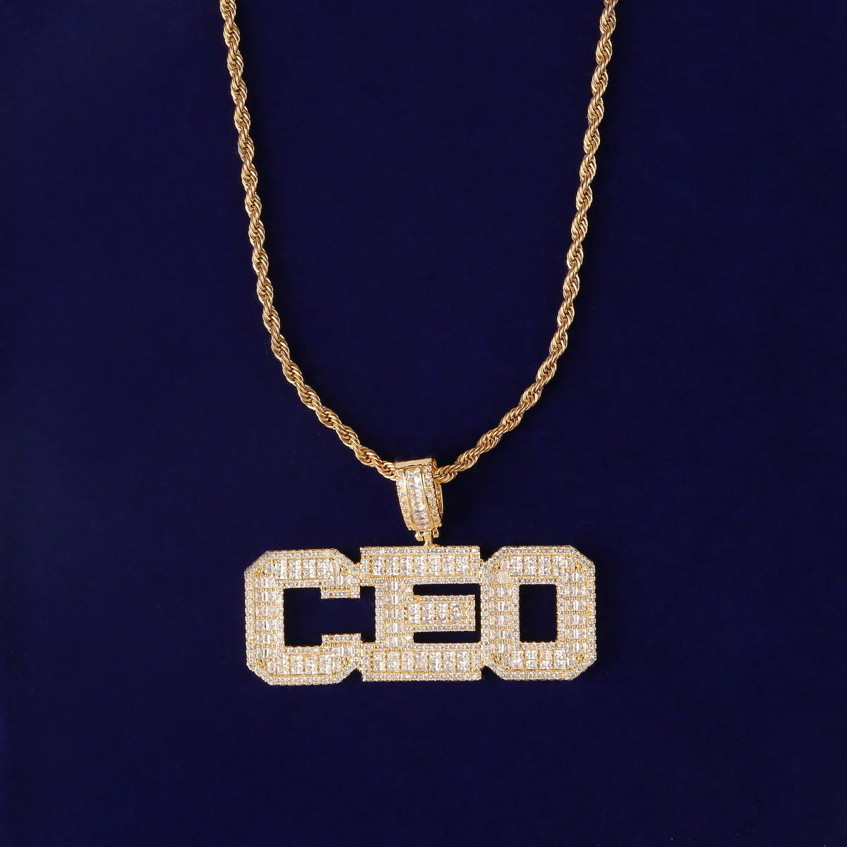 Baguette Custom Letter Pendant - Gold - Image 3