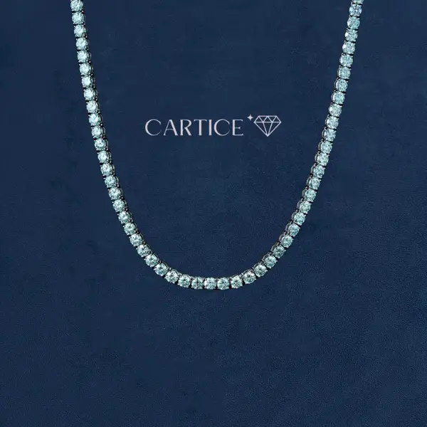 Blue Moissanite Tennis Chain - Gold Vermeil