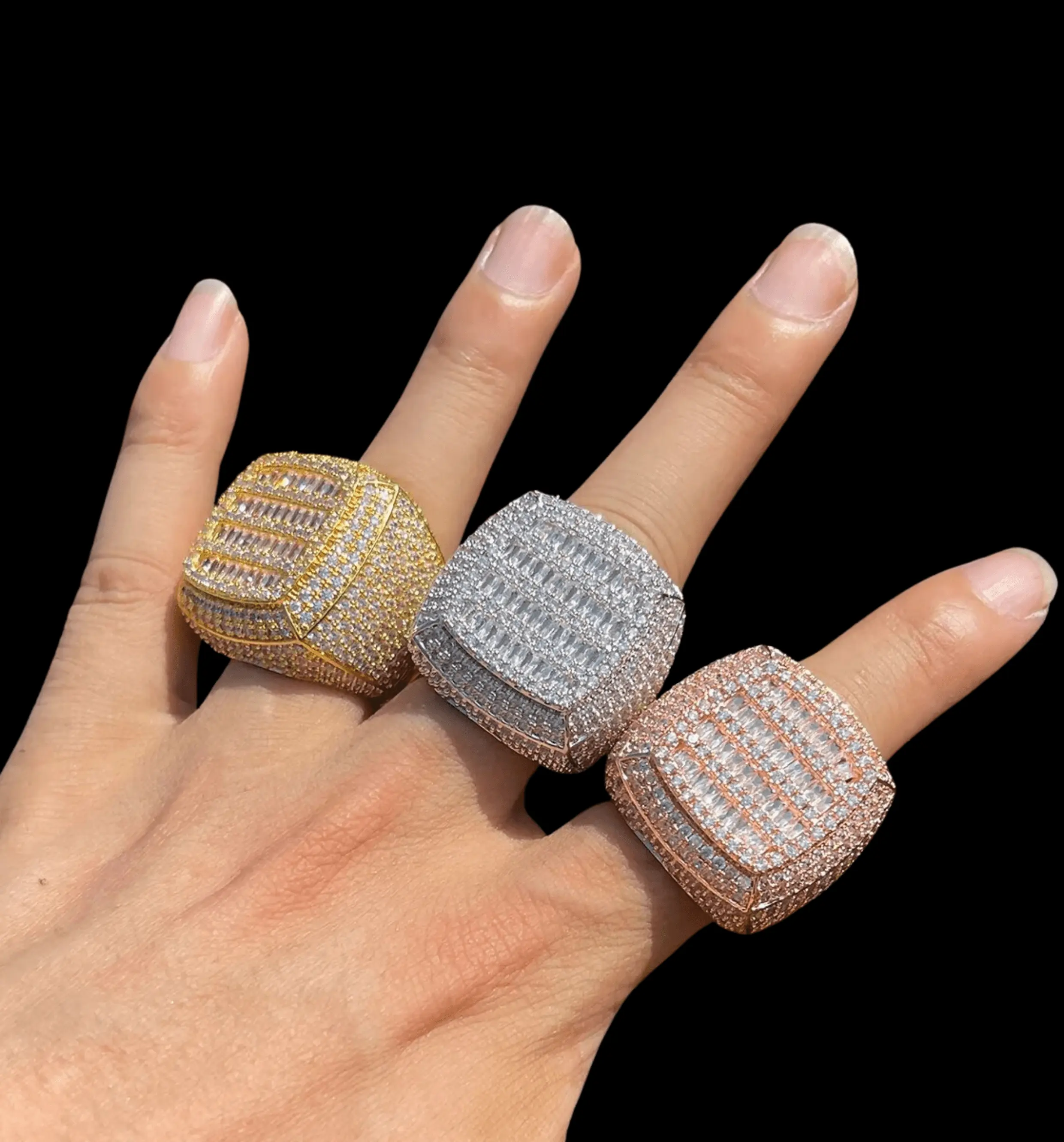Cushion Prong Baguette Top Iced Out Ring - Image 8